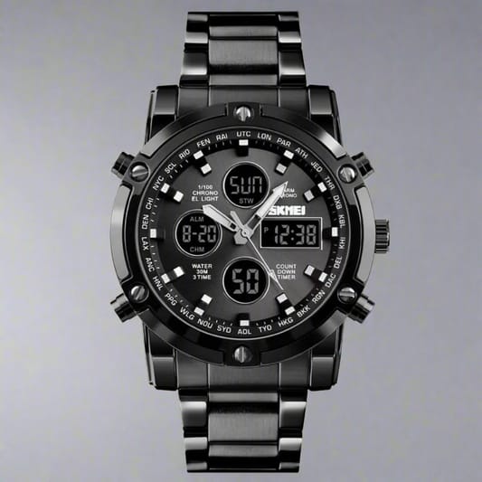 SKEMI WATCH | DUAL TIME ||WATER RESISTANT ||SMART LOCK |